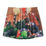 Falling Poker Chips Print Mesh Shorts