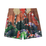 Falling Poker Chips Print Mesh Shorts