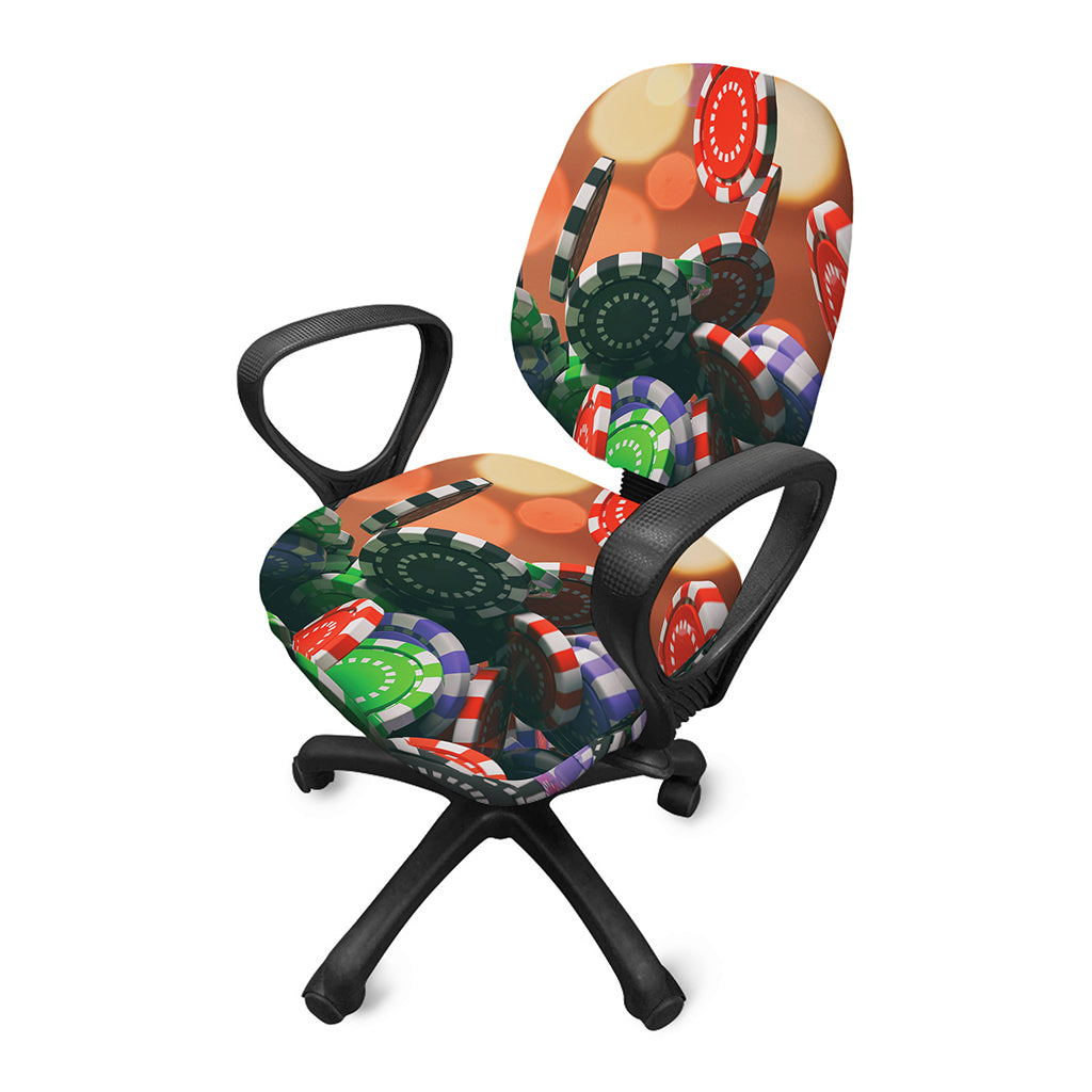 Falling Poker Chips Print Office Chair Cover
