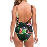 Falling Poker Chips Print One Piece Swimsuit