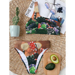 Falling Poker Chips Print One Shoulder Bikini Top