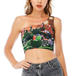 Falling Poker Chips Print One Shoulder Crop Top