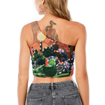 Falling Poker Chips Print One Shoulder Crop Top