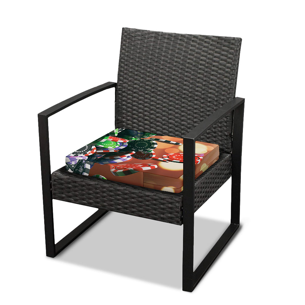 Falling Poker Chips Print Outdoor Seat Cushion Cover