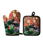 Falling Poker Chips Print Oven Mitt And Pot Holder Set