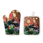 Falling Poker Chips Print Oven Mitt And Pot Holder Set