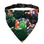 Falling Poker Chips Print Over The Collar Dog Bandana