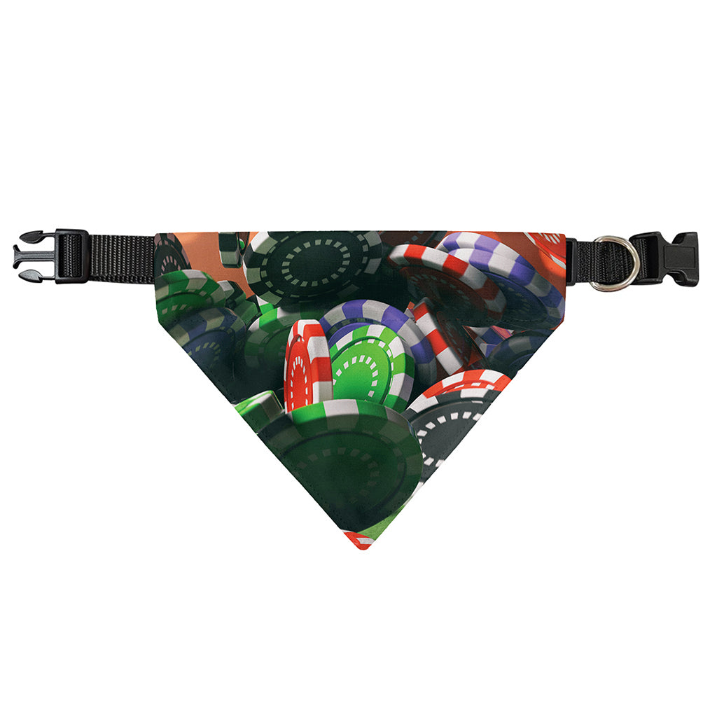 Falling Poker Chips Print Over The Collar Dog Bandana