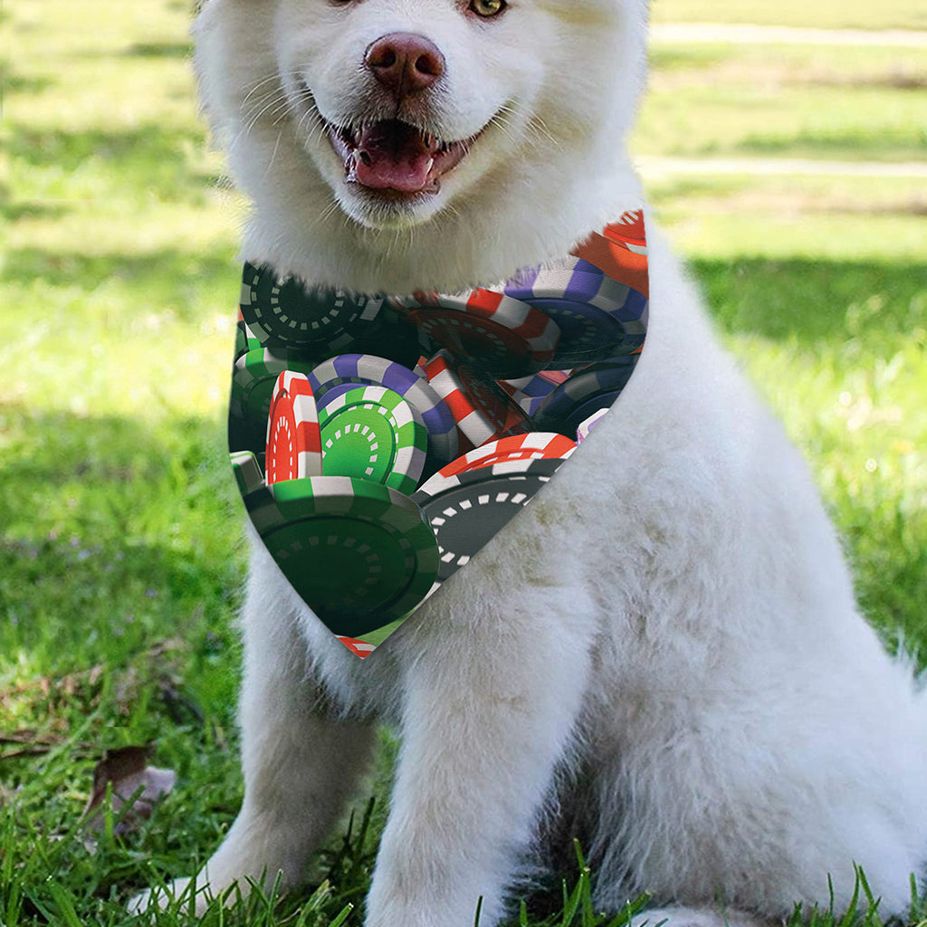 Falling Poker Chips Print Over The Collar Dog Bandana