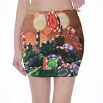 Falling Poker Chips Print Pencil Mini Skirt