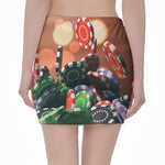 Falling Poker Chips Print Pencil Mini Skirt