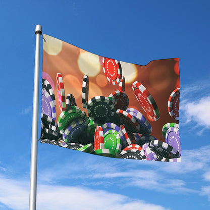 Falling Poker Chips Print Polyester Flag