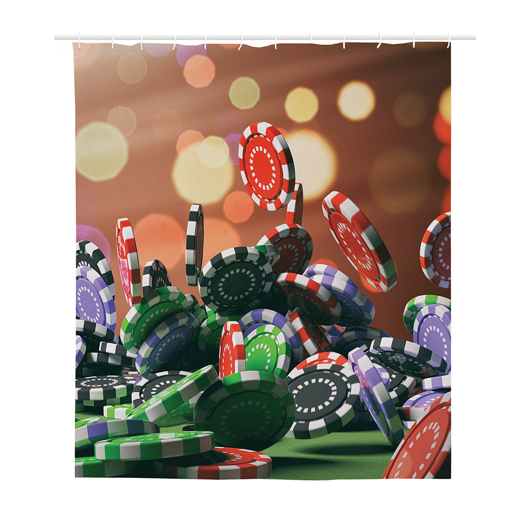 Falling Poker Chips Print Polyester Shower Curtain
