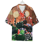 Falling Poker Chips Print Rayon Hawaiian Shirt