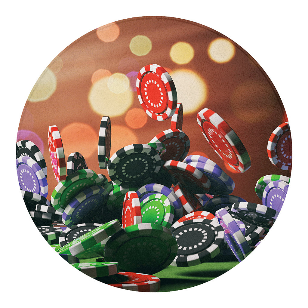Falling Poker Chips Print Round Blanket
