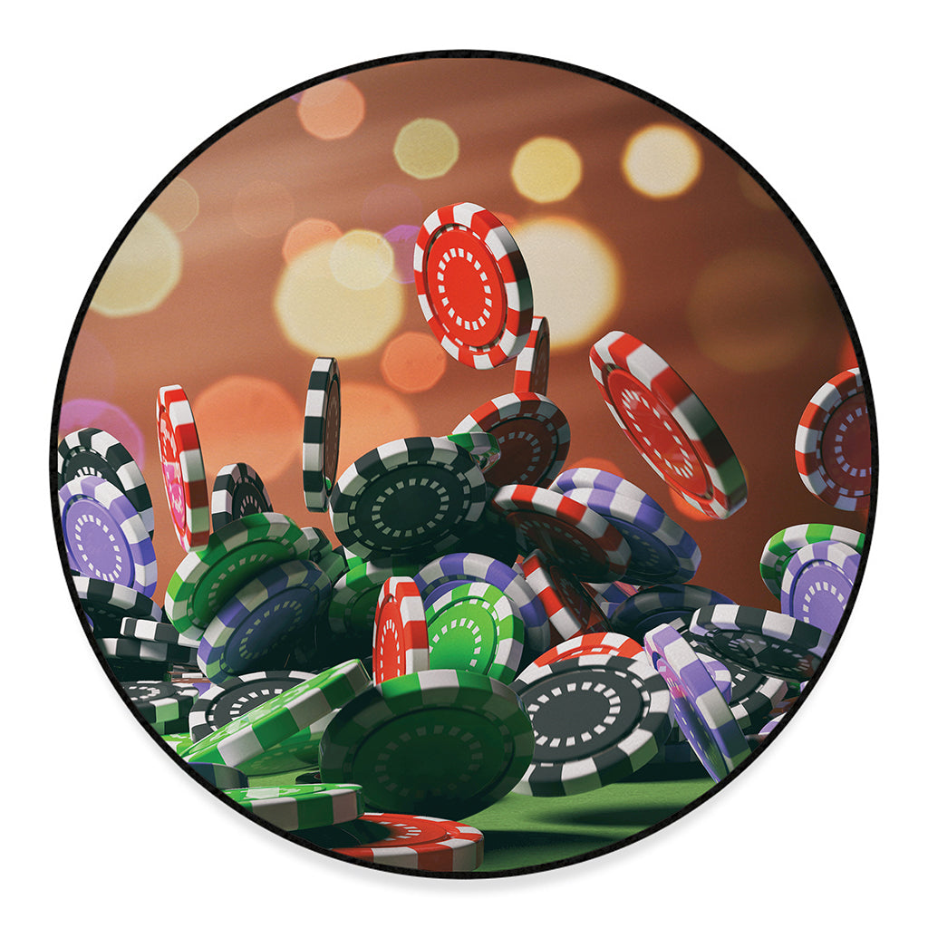 Falling Poker Chips Print Round Floor Mat