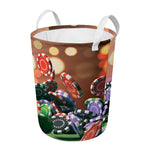 Falling Poker Chips Print Round Laundry Basket