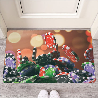 Falling Poker Chips Print Rubber Doormat
