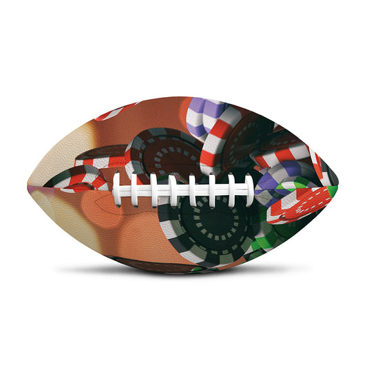 Falling Poker Chips Print Rugby Ball