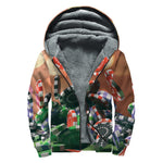 Falling Poker Chips Print Sherpa Lined Zip Up Hoodie