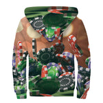 Falling Poker Chips Print Sherpa Lined Zip Up Hoodie