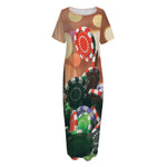 Falling Poker Chips Print Short Sleeve Long Nightdress