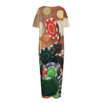 Falling Poker Chips Print Short Sleeve Long Nightdress