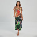 Falling Poker Chips Print Short Sleeve Maxi Dress