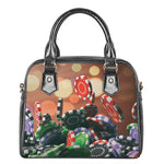 Falling Poker Chips Print Shoulder Handbag