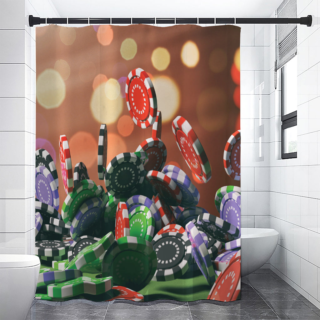 Falling Poker Chips Print Shower Curtain
