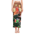 Falling Poker Chips Print Side Slit Maxi Skirt