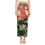 Falling Poker Chips Print Side Slit Maxi Skirt