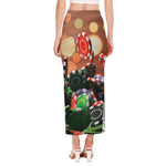 Falling Poker Chips Print Side Slit Maxi Skirt