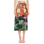 Falling Poker Chips Print Side Slit Midi Skirt