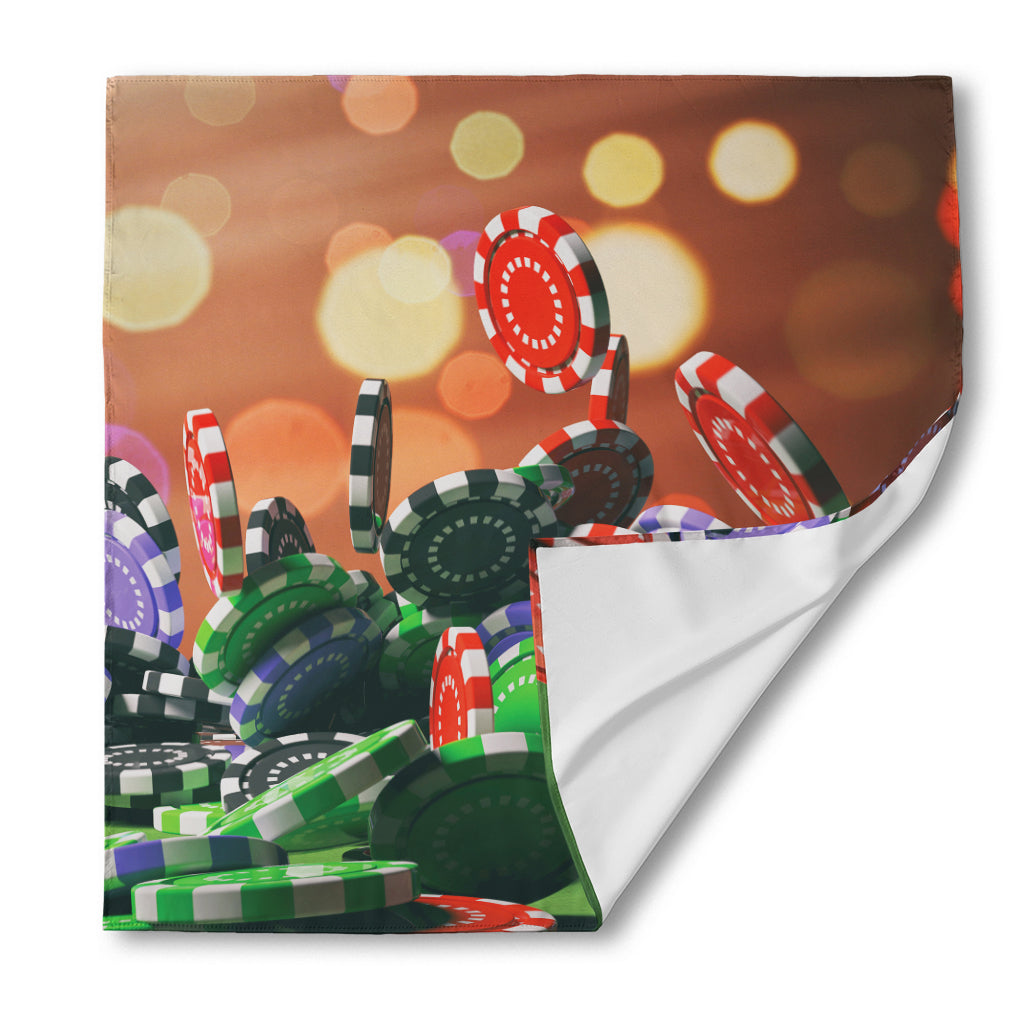 Falling Poker Chips Print Silk Bandana
