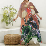 Falling Poker Chips Print Silk V-Neck Kaftan Dress