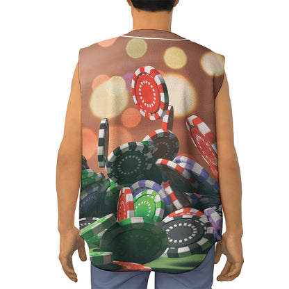 Falling Poker Chips Print Sleeveless Baseball Jersey