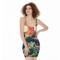 Falling Poker Chips Print Sleeveless Bodycon Dress