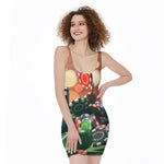 Falling Poker Chips Print Sleeveless Bodycon Dress