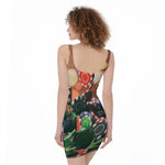 Falling Poker Chips Print Sleeveless Bodycon Dress