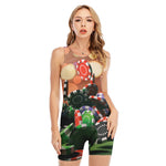 Falling Poker Chips Print Sleeveless One Piece Swimsuit