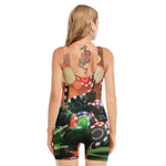 Falling Poker Chips Print Sleeveless One Piece Swimsuit