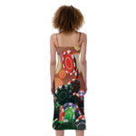 Falling Poker Chips Print Slim Fit Midi Cami Dress