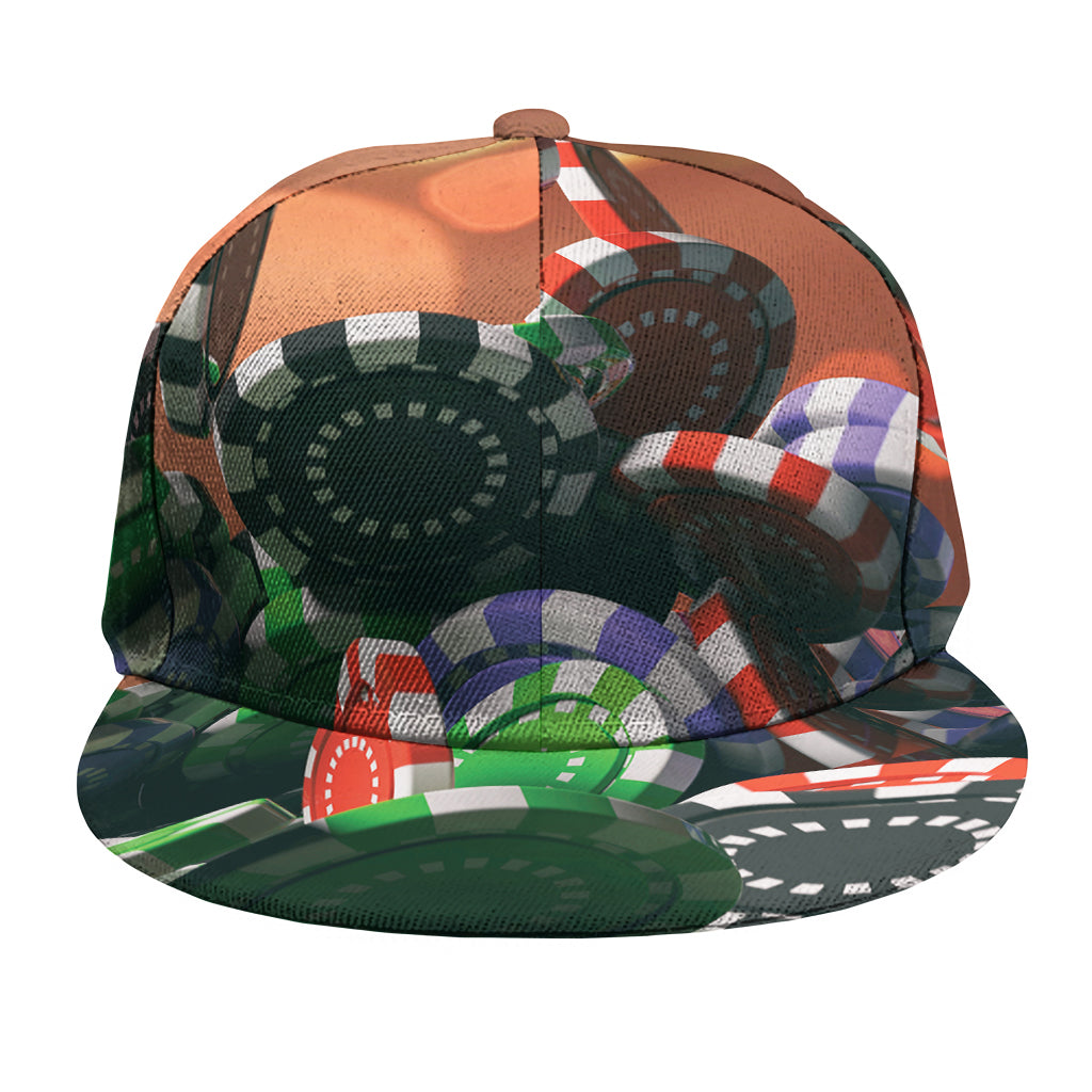Falling Poker Chips Print Snapback Cap