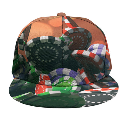 Falling Poker Chips Print Snapback Cap