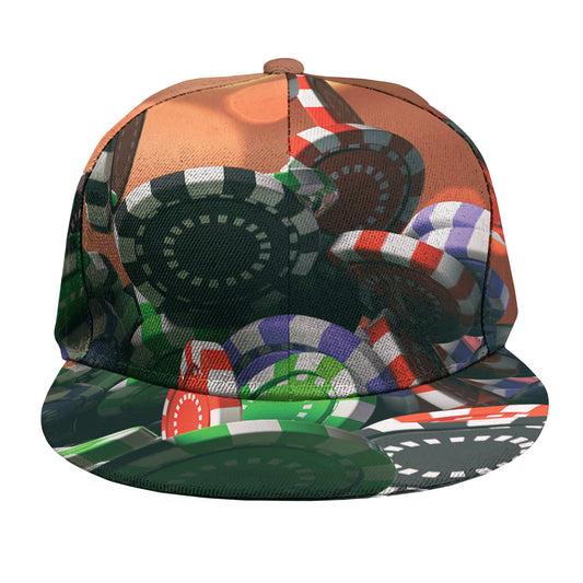 Falling Poker Chips Print Snapback Cap