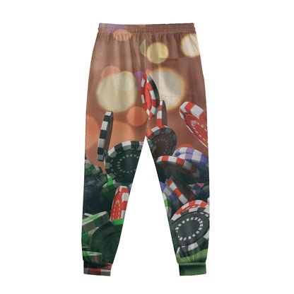 Falling Poker Chips Print Sweatpants