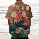 Falling Poker Chips Print Textured Short Sleeve Shirt