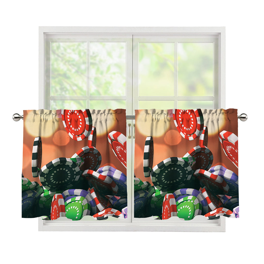 Falling Poker Chips Print Tier Curtains