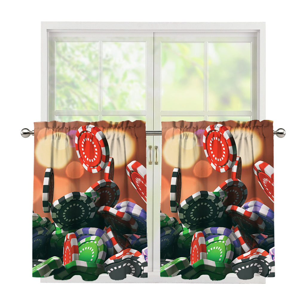 Falling Poker Chips Print Tier Curtains